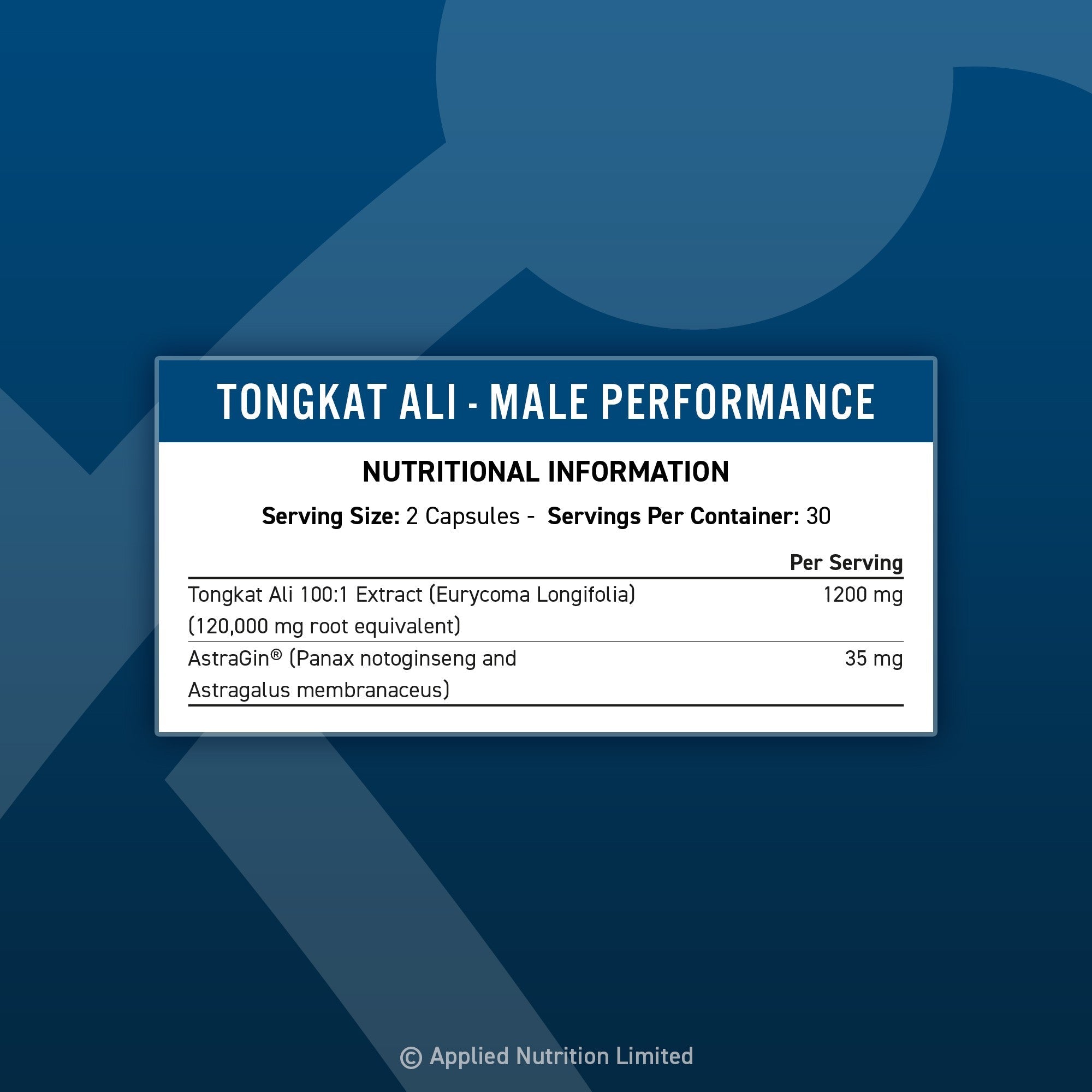 Tongkat Ali Long Jack Testosterone Supplement 1200mg Applied nutrition