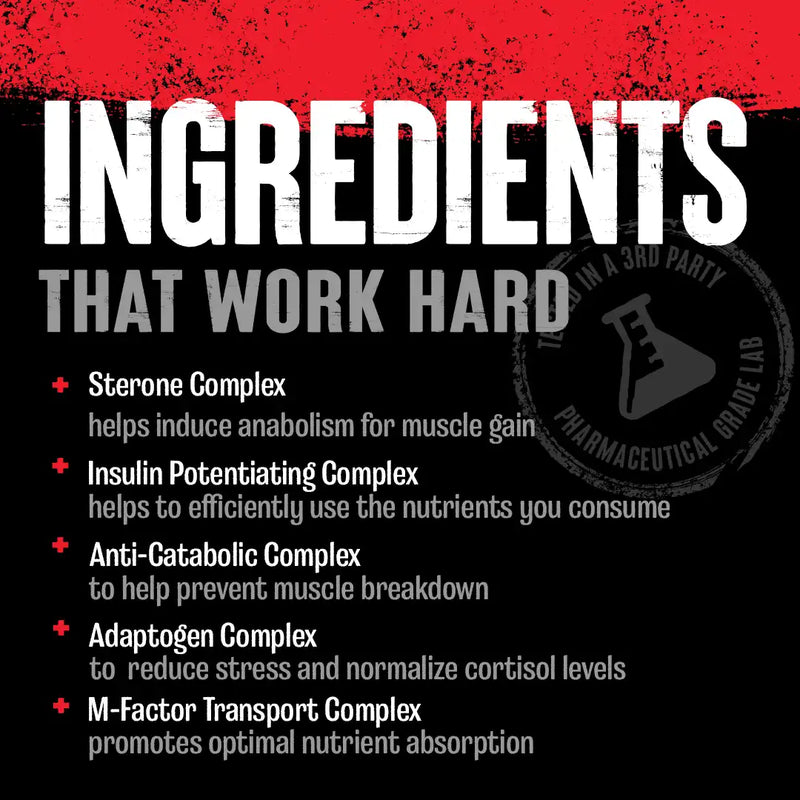 Animal M-Stak
Non-Hormonal Muscle-Building Formula