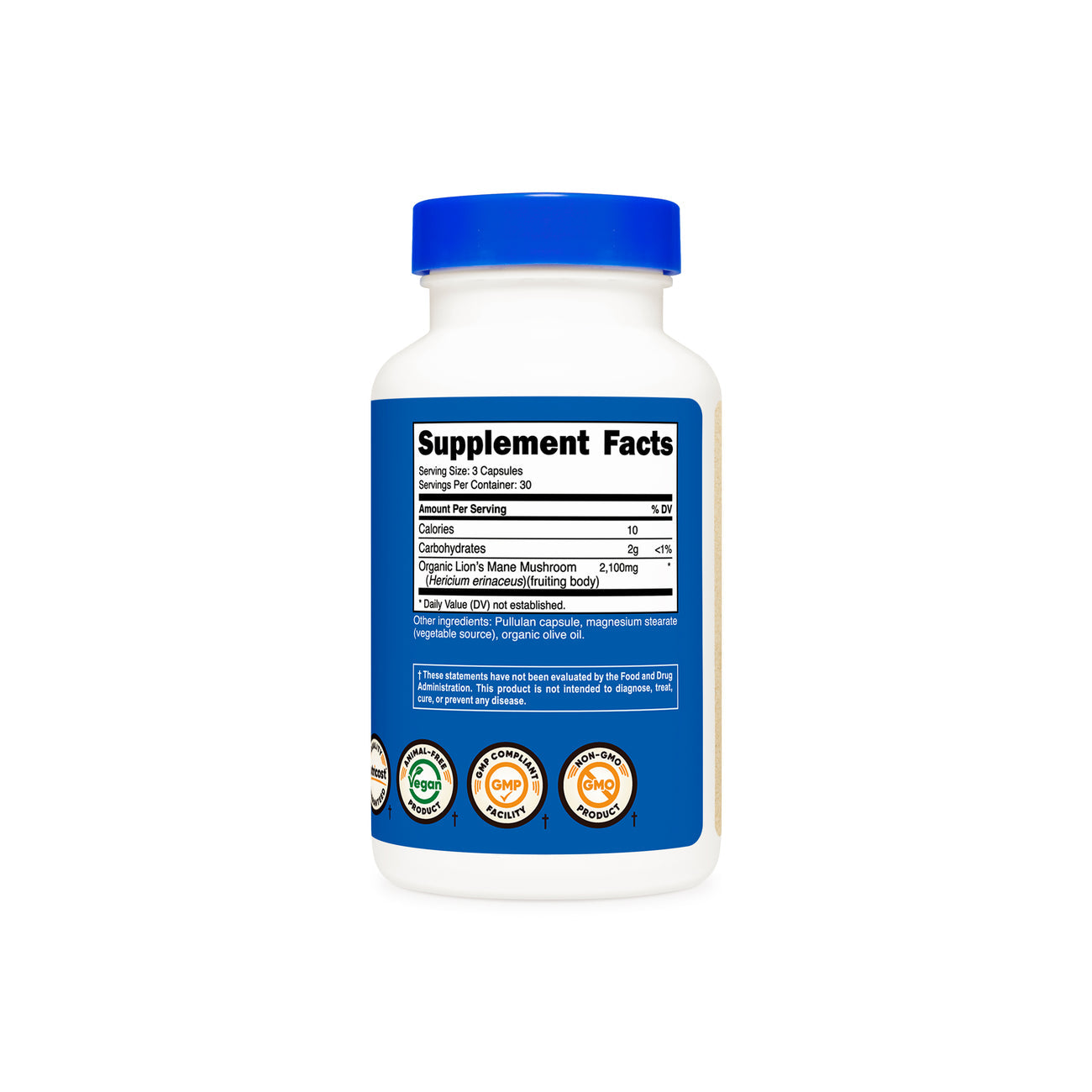 Nutricost Made With Organic Lion's Mane 90 Capsules