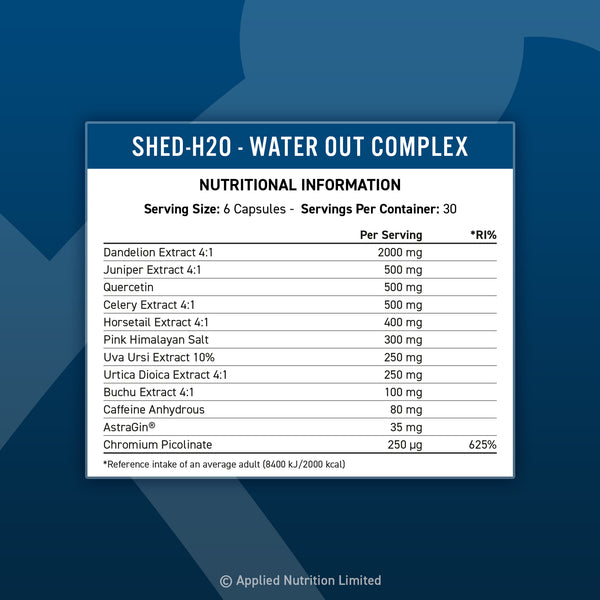Shed-H2O - Water Out Complex 180 Capsules Applied nutrition