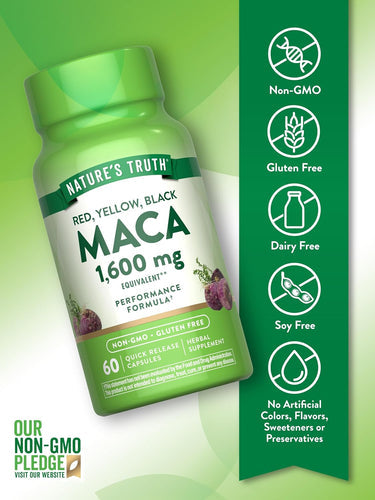 Maca Root 1600 mg
60 Quick Release Capsules Nature's Truth