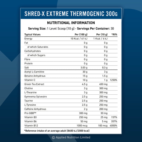 Shred-X 300g Fat Burning Thermogenic Powder Applied nutrition