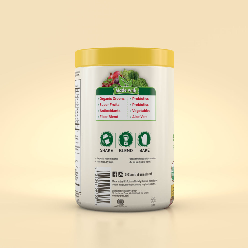 Super Greens Powder - 20 Servings - Apple Banana Flavor County Farms