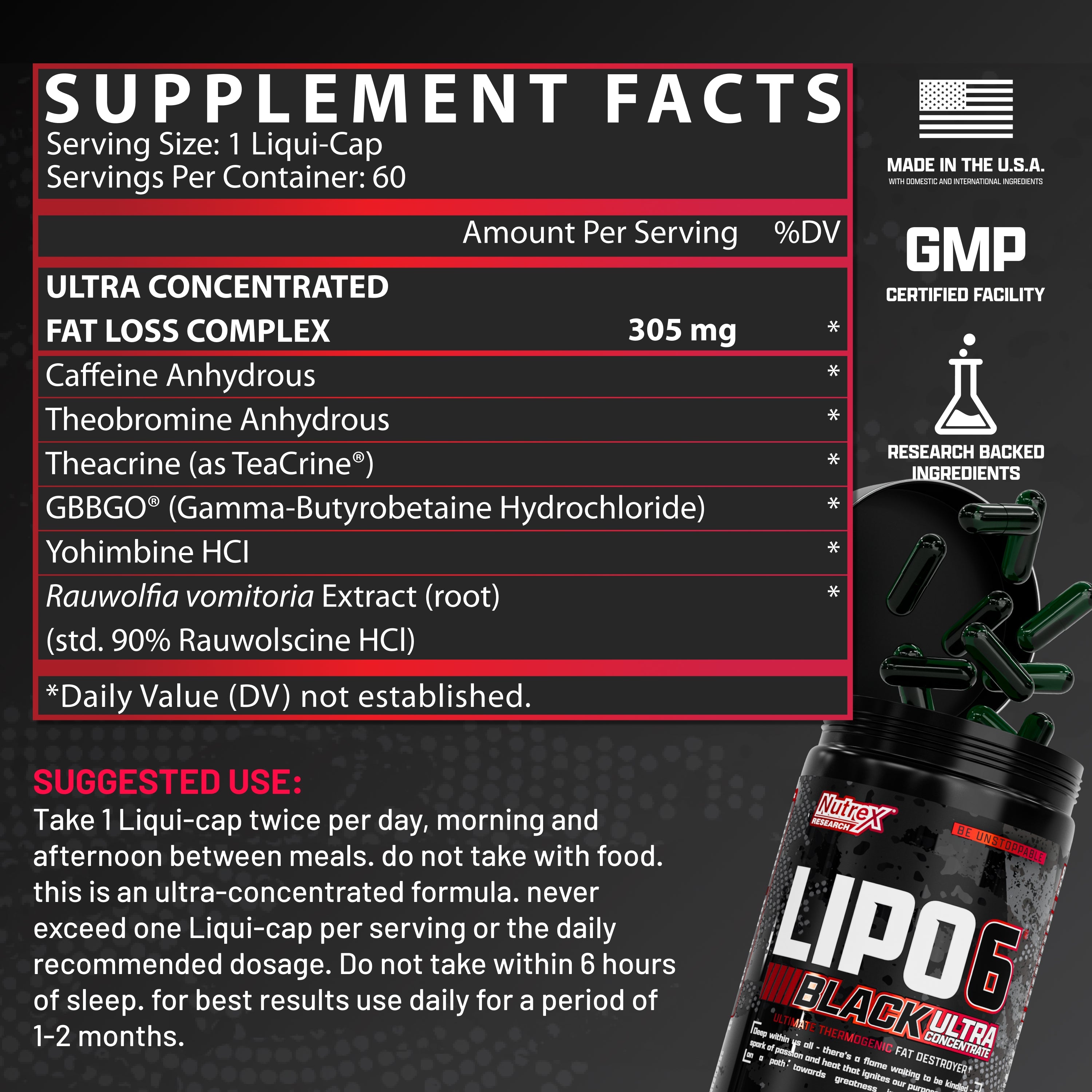 Lipo-6 Black UC
The Ultimate Thermogenic Fat Burner
