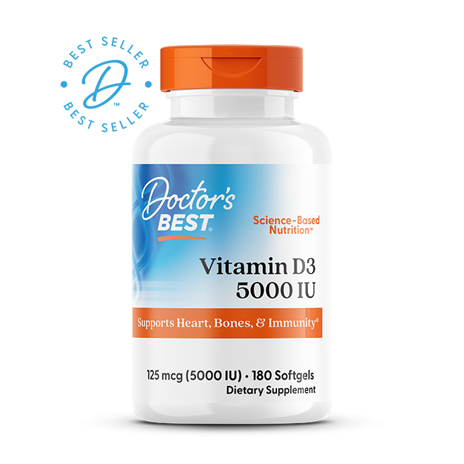 Doctor's Best Vitamin D3, 125 mcg (5,000 IU), 180 Softgels